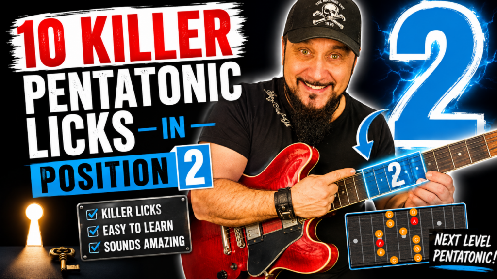 guitar gitarre pentatonic position 2 solo bb king srv angus young